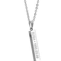 BTS Suga silver necklace, Engraved